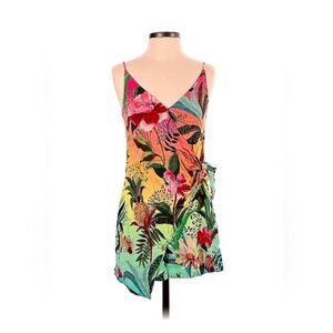 FARM RIO Amazonian Ombre Mini Wrap Dress XS Boho Floral Island